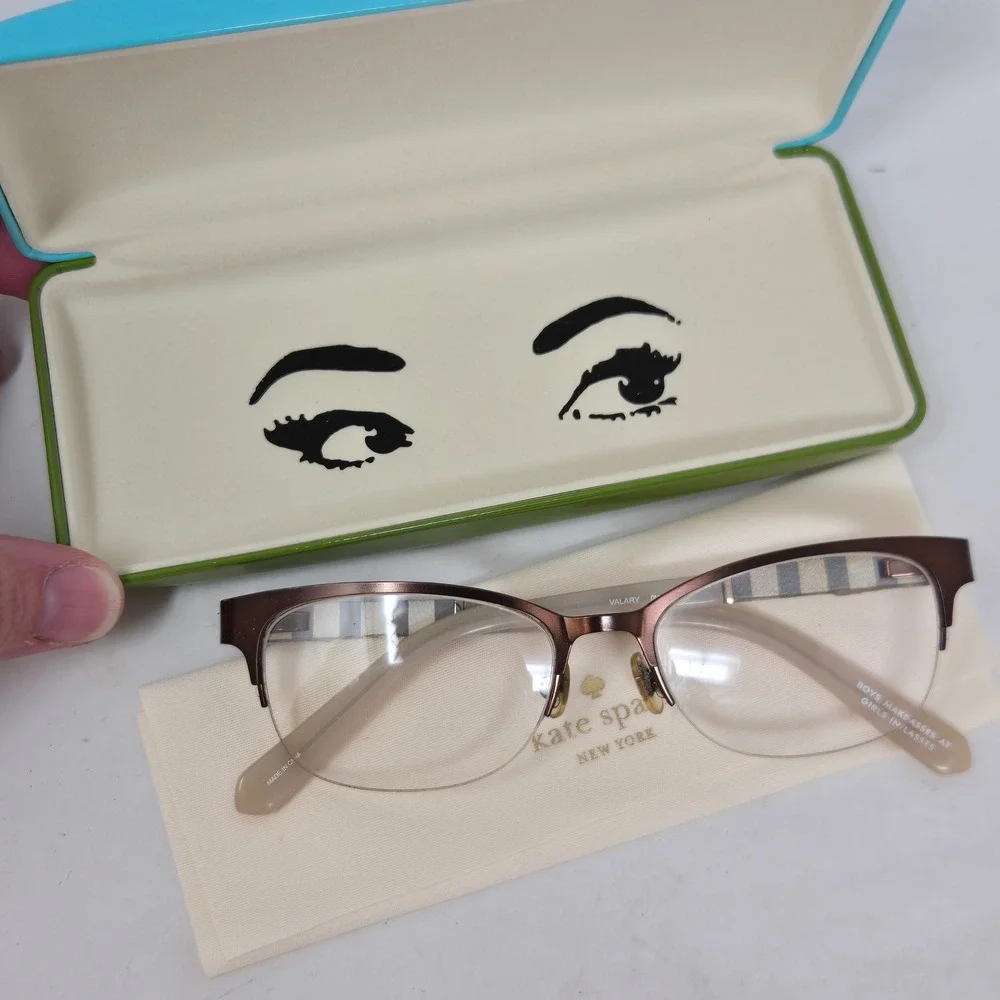 Kate Spade Valary 0W94 Bronze Striped Semi Rimless Eyeglasses Frames 49-16-135